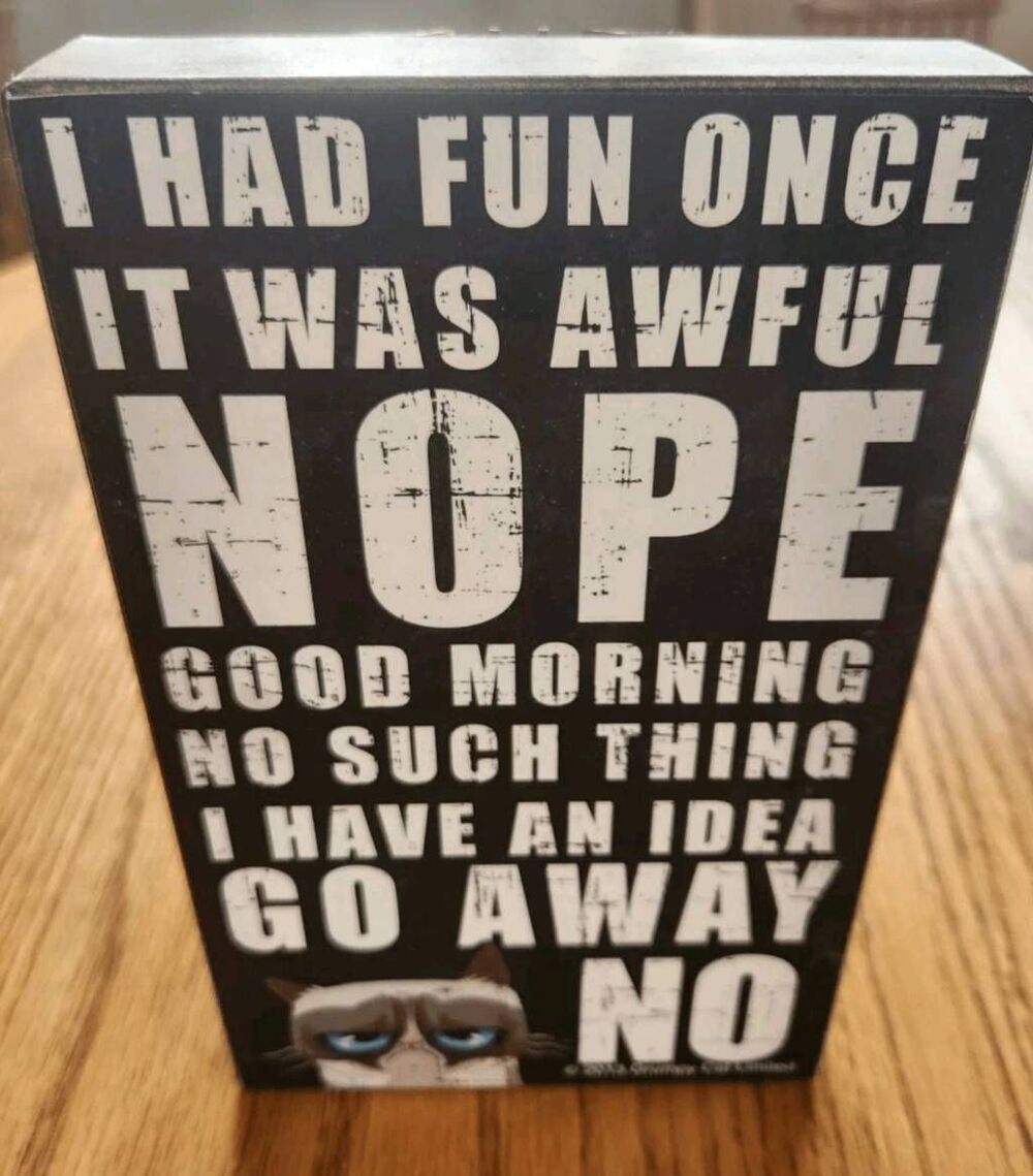 Grumpy Cat wood wall plaque with saying
